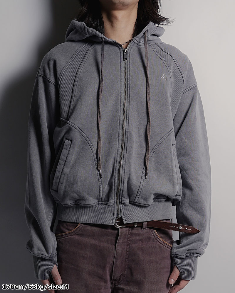 RIB-PANEL ZIP HOODIE -SUMI-