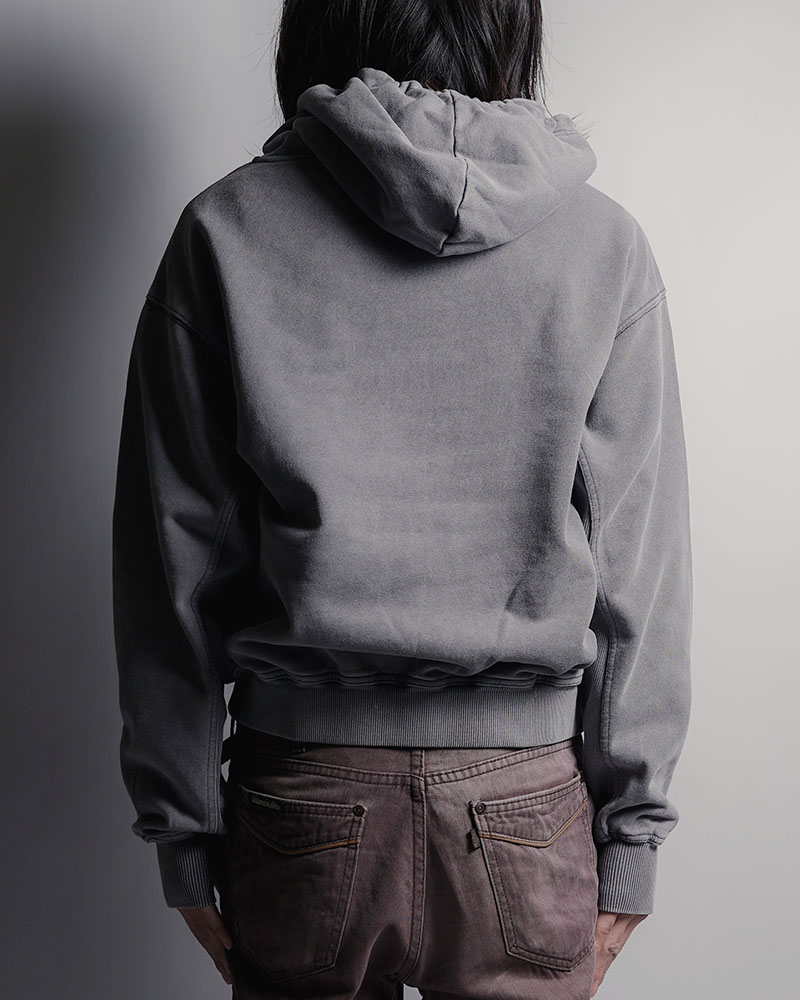 RIB-PANEL ZIP HOODIE -SUMI-