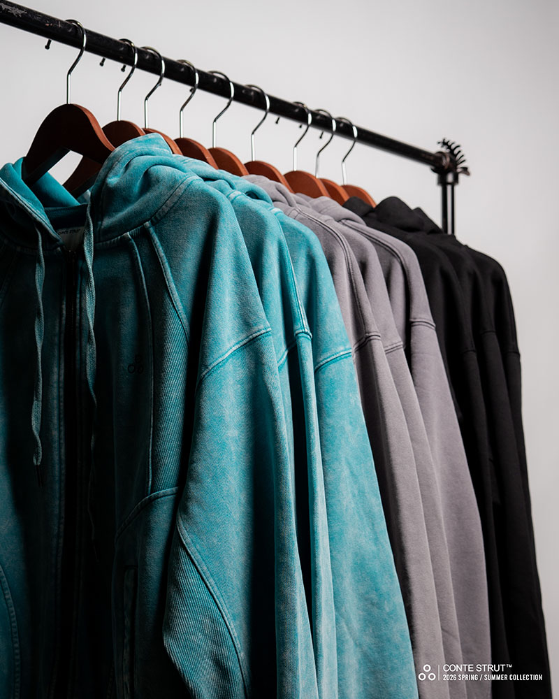 RIB-PANEL ZIP HOODIE -SUMI-