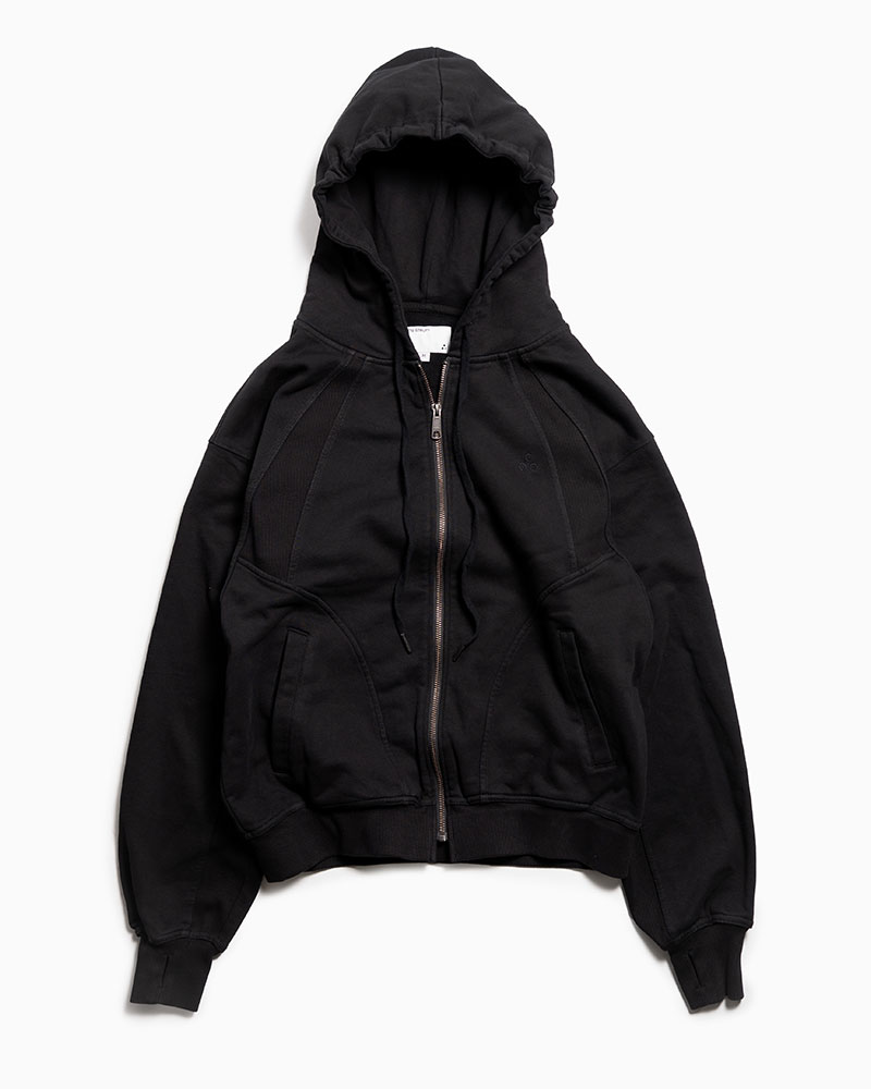 RIB-PANEL ZIP HOODIE -SUMI-