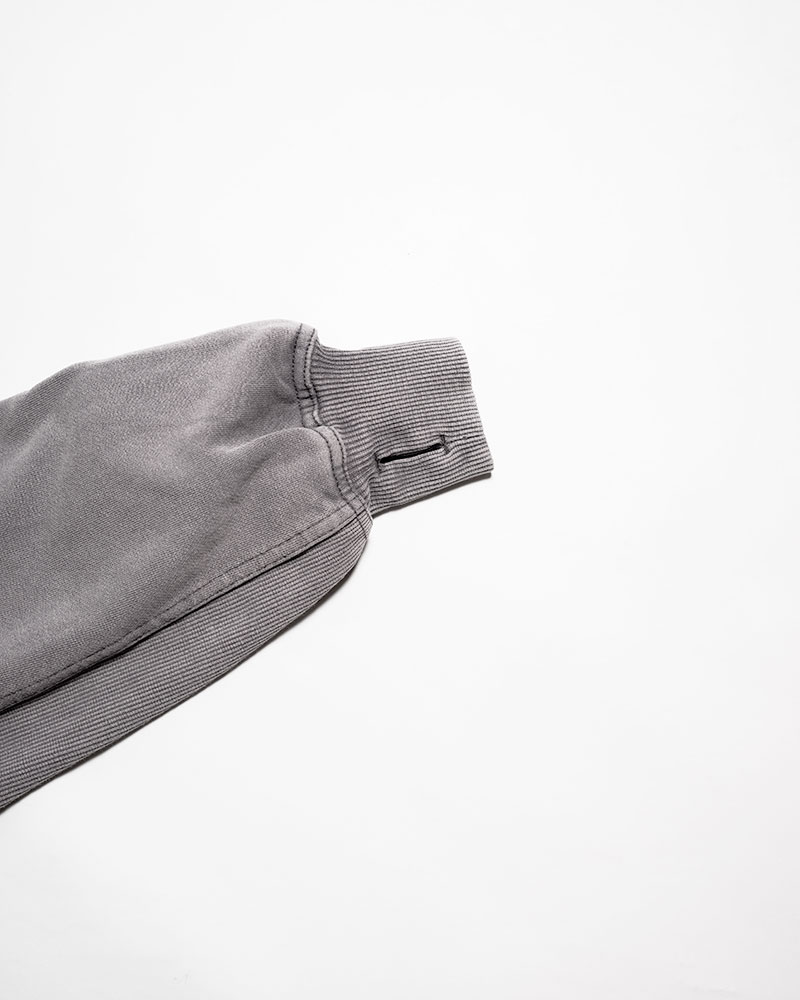 RIB-PANEL ZIP HOODIE -GREY-