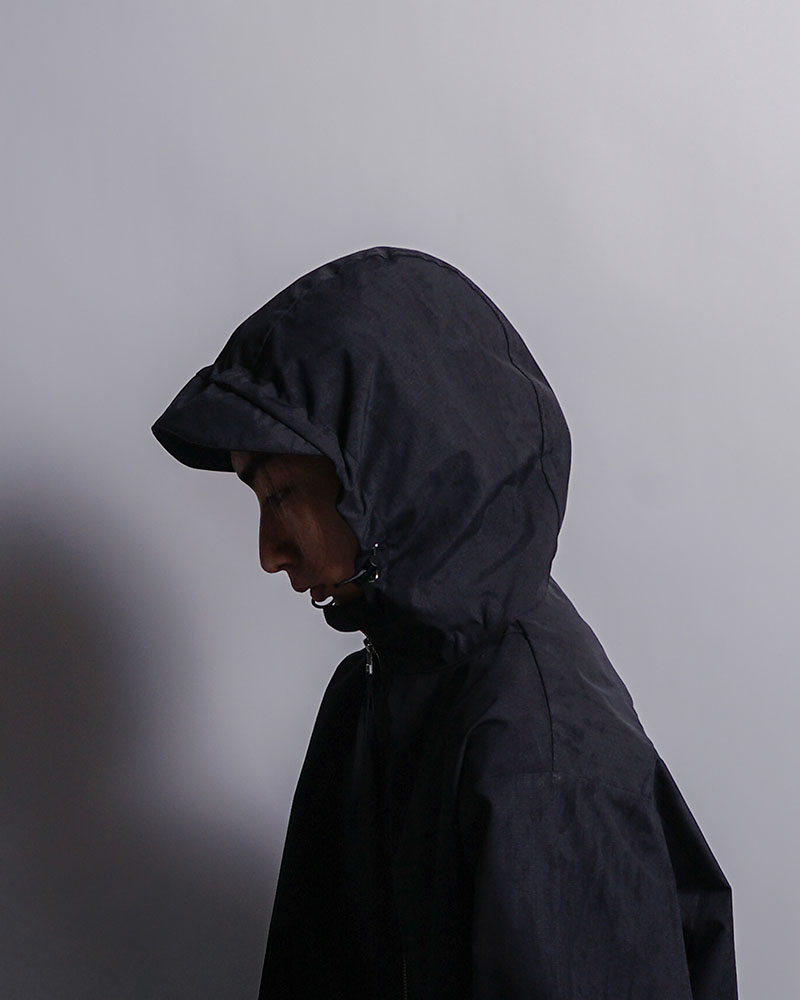 ZIP-UP HOODED SHIRTS (SHELL) -BLACK-