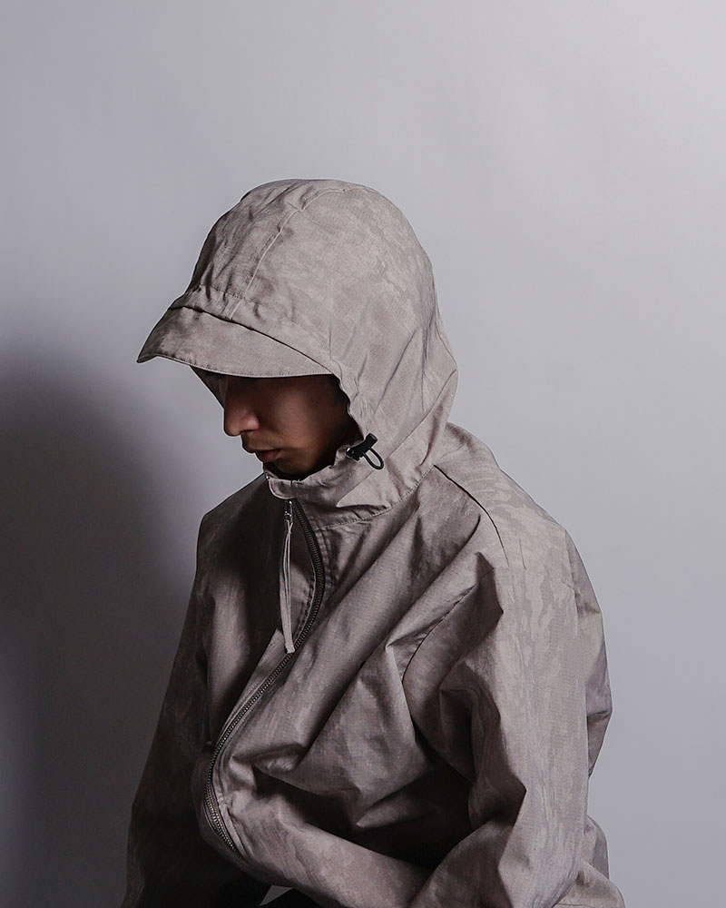 ZIP-UP HOODED SHIRTS (SHELL) -BEIGE-