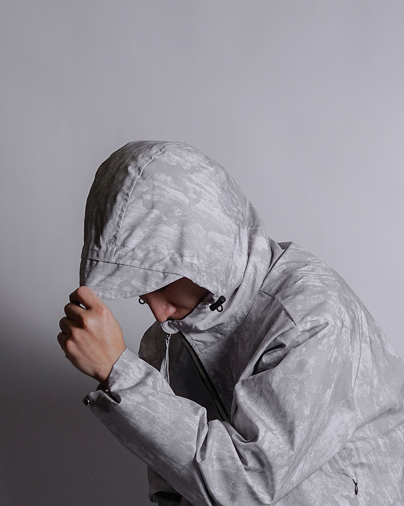 ZIP-UP HOODED SHIRTS (SHELL) -WHITE-