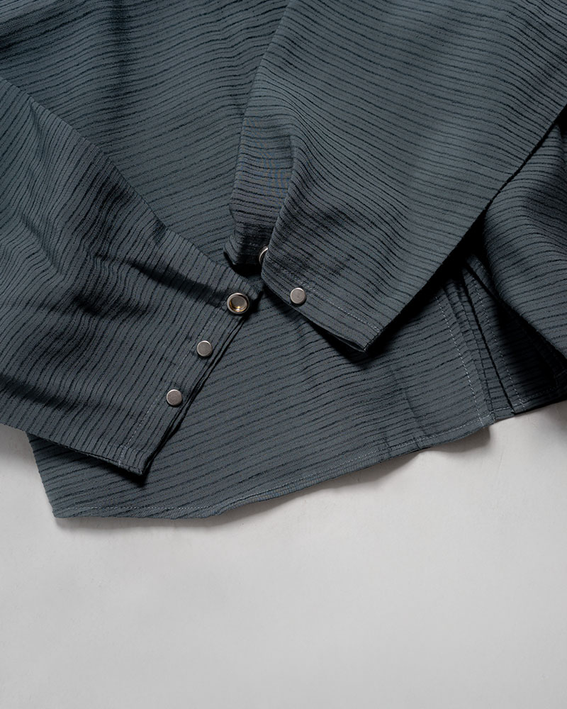 ZIP-UP HOODED SHIRTS (BORDER) -NAVY-