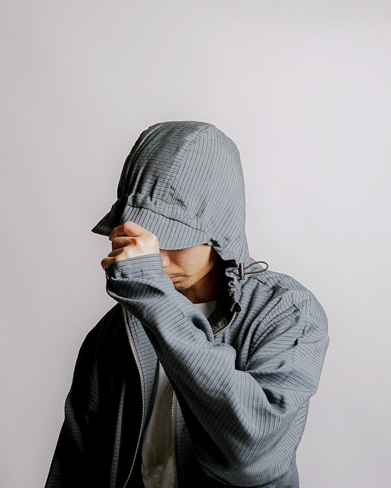 ZIP-UP HOODED SHIRTS (BORDER) -NAVY-