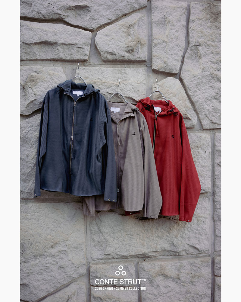 ZIP-UP HOODED SHIRTS (BORDER) -NAVY-