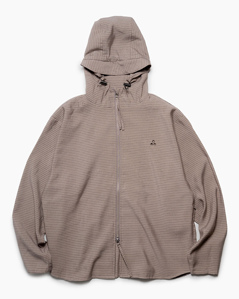 ZIP-UP HOODED SHIRTS (BORDER) -GREIGE-