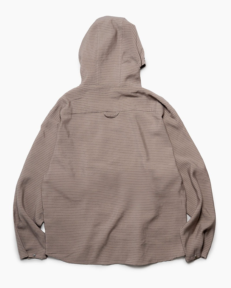 ZIP-UP HOODED SHIRTS (BORDER) -GREIGE-