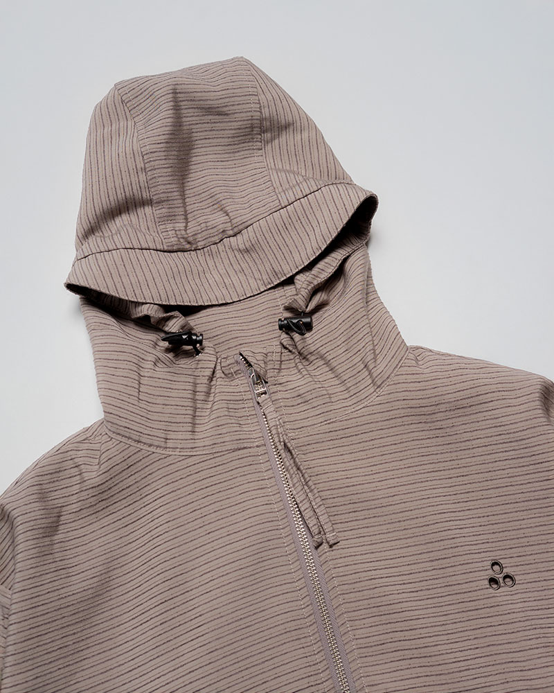 ZIP-UP HOODED SHIRTS (BORDER) -GREIGE-