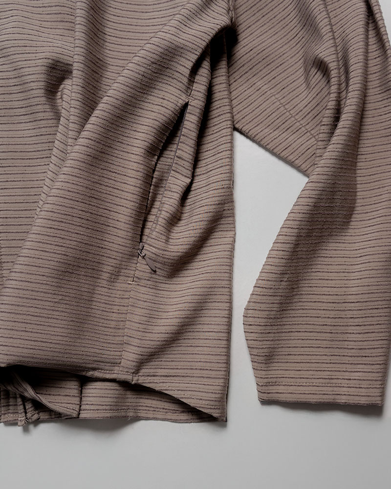 ZIP-UP HOODED SHIRTS (BORDER) -GREIGE-