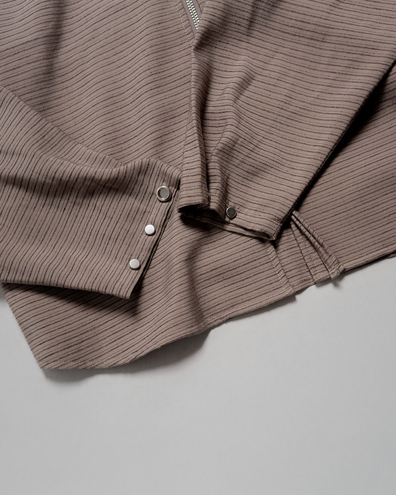 ZIP-UP HOODED SHIRTS (BORDER) -GREIGE-