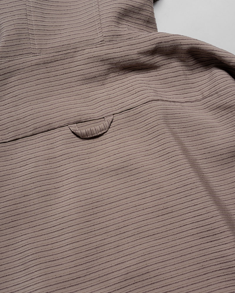 ZIP-UP HOODED SHIRTS (BORDER) -GREIGE-