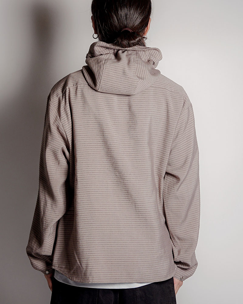 ZIP-UP HOODED SHIRTS (BORDER) -GREIGE-