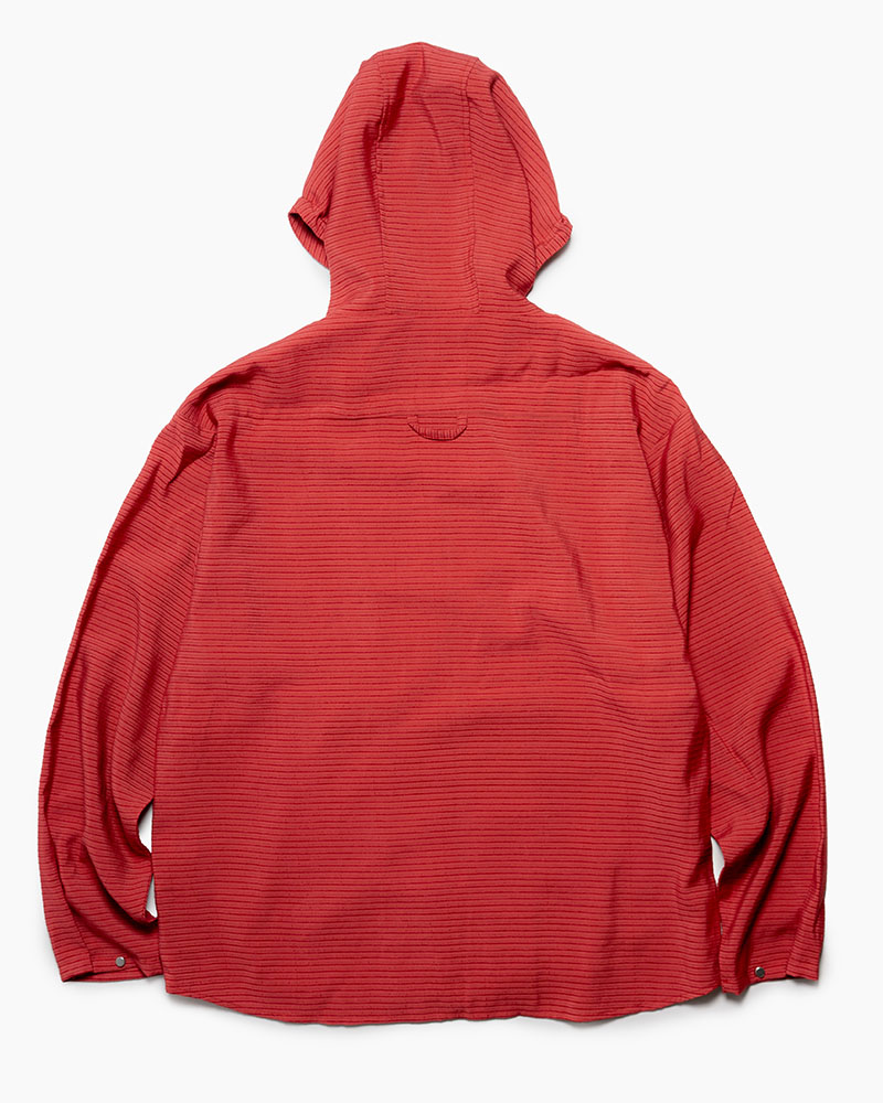 ZIP-UP HOODED SHIRTS (BORDER) -RED-