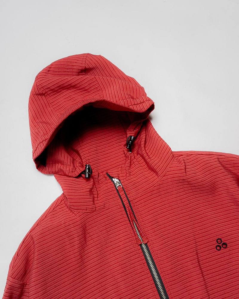 ZIP-UP HOODED SHIRTS (BORDER) -RED-
