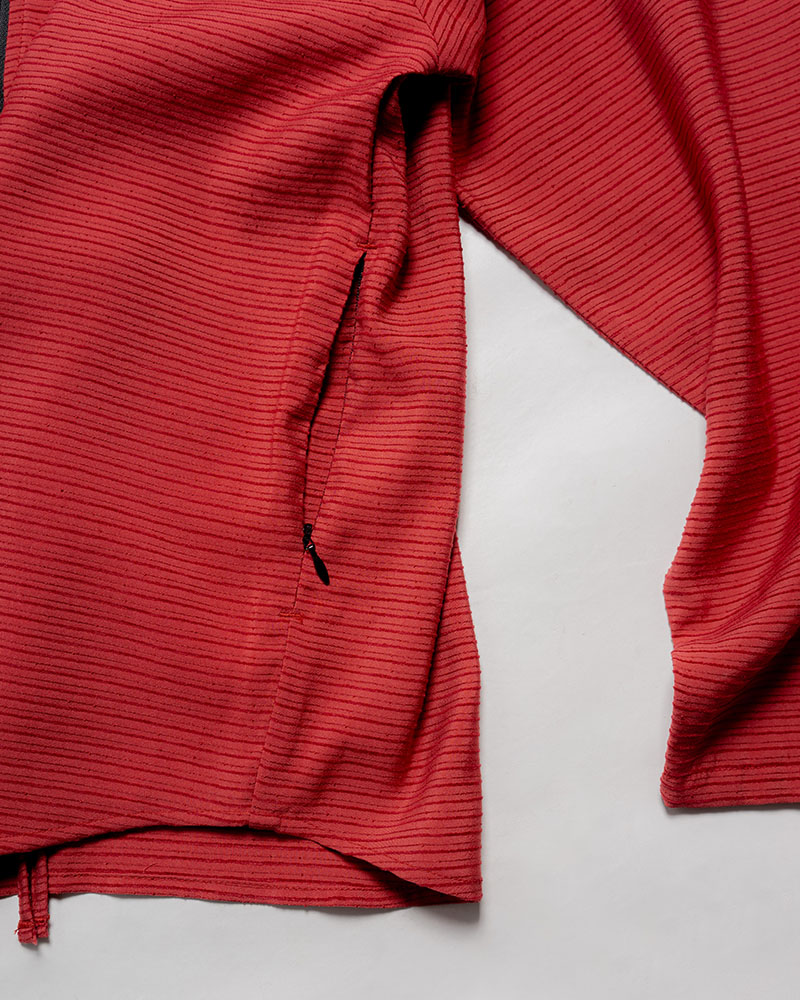 ZIP-UP HOODED SHIRTS (BORDER) -RED-