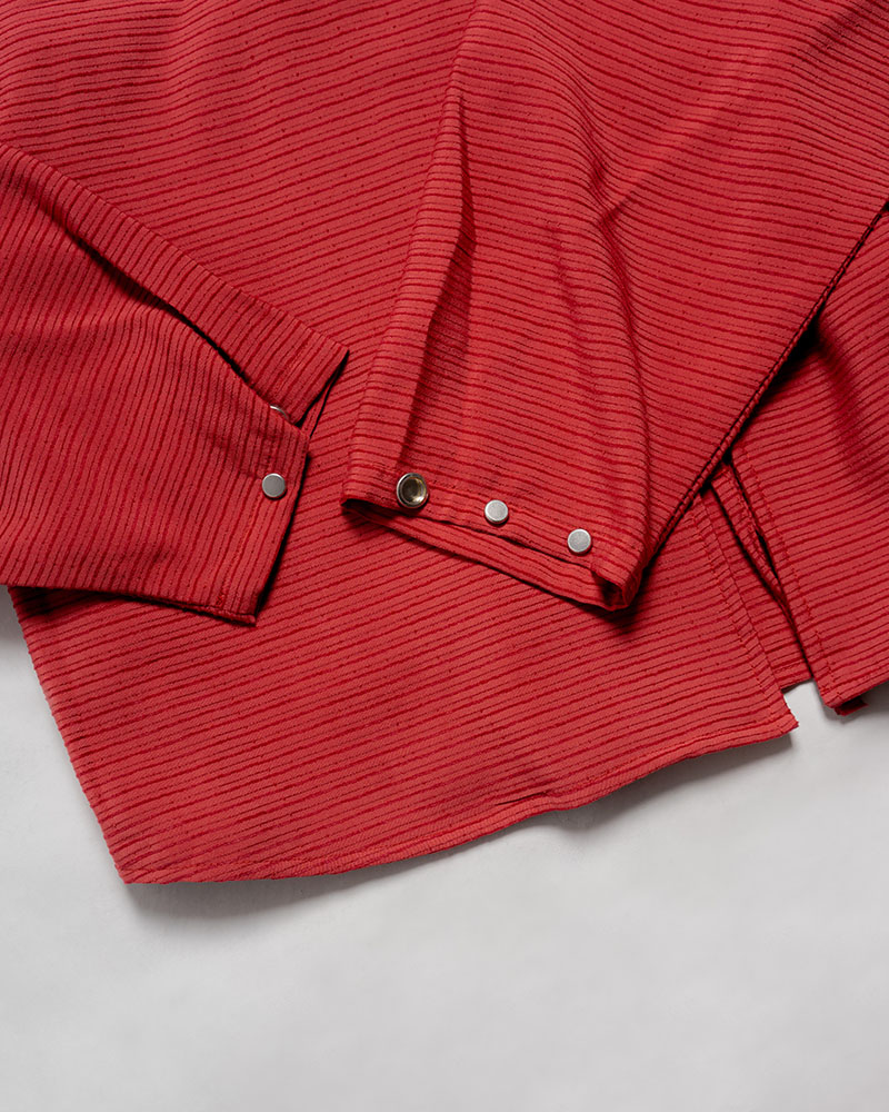 ZIP-UP HOODED SHIRTS (BORDER) -RED-