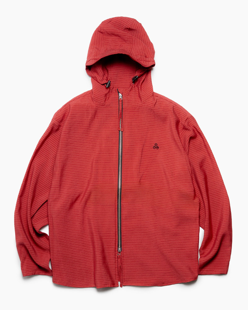 ZIP-UP HOODED SHIRTS (BORDER) -RED-