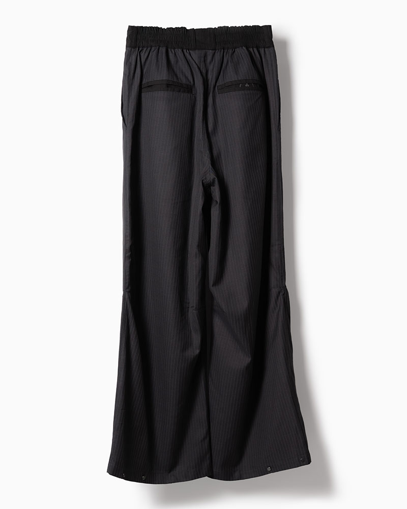 NYLON-TRIMMED WOOL PANTS -BLACK-