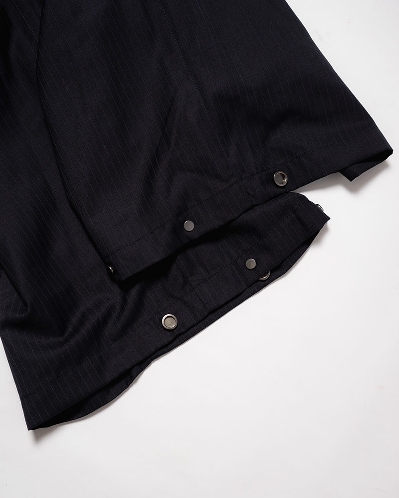 NYLON-TRIMMED WOOL PANTS -NAVY-