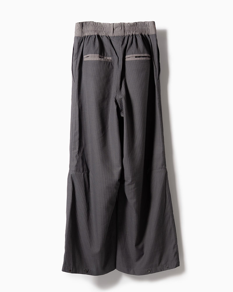 NYLON-TRIMMED WOOL PANTS -GREY-