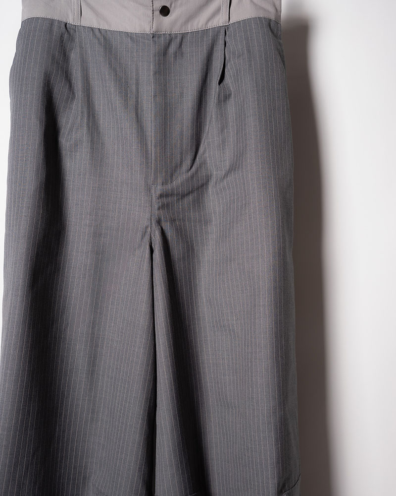 NYLON-TRIMMED WOOL PANTS -GREY-
