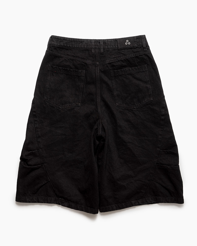 3D DENIM HALF PANTS -BLACK-