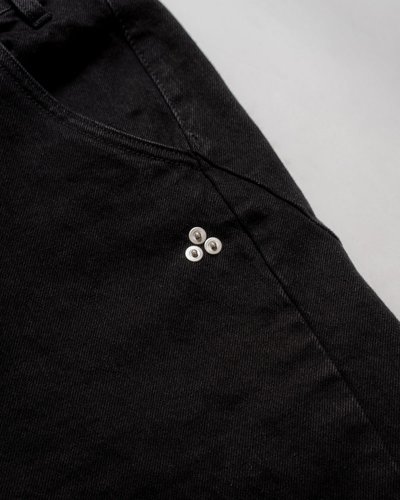 3D DENIM HALF PANTS -BLACK-