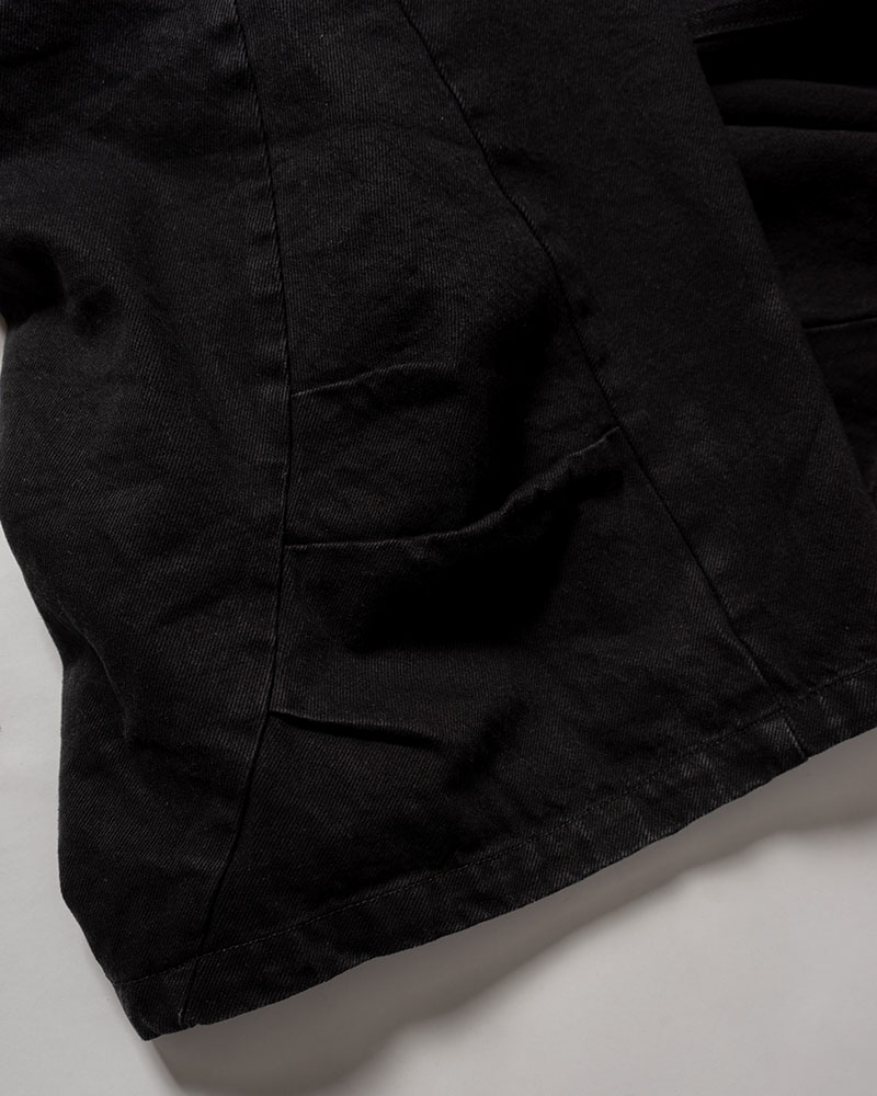 3D DENIM HALF PANTS -BLACK-