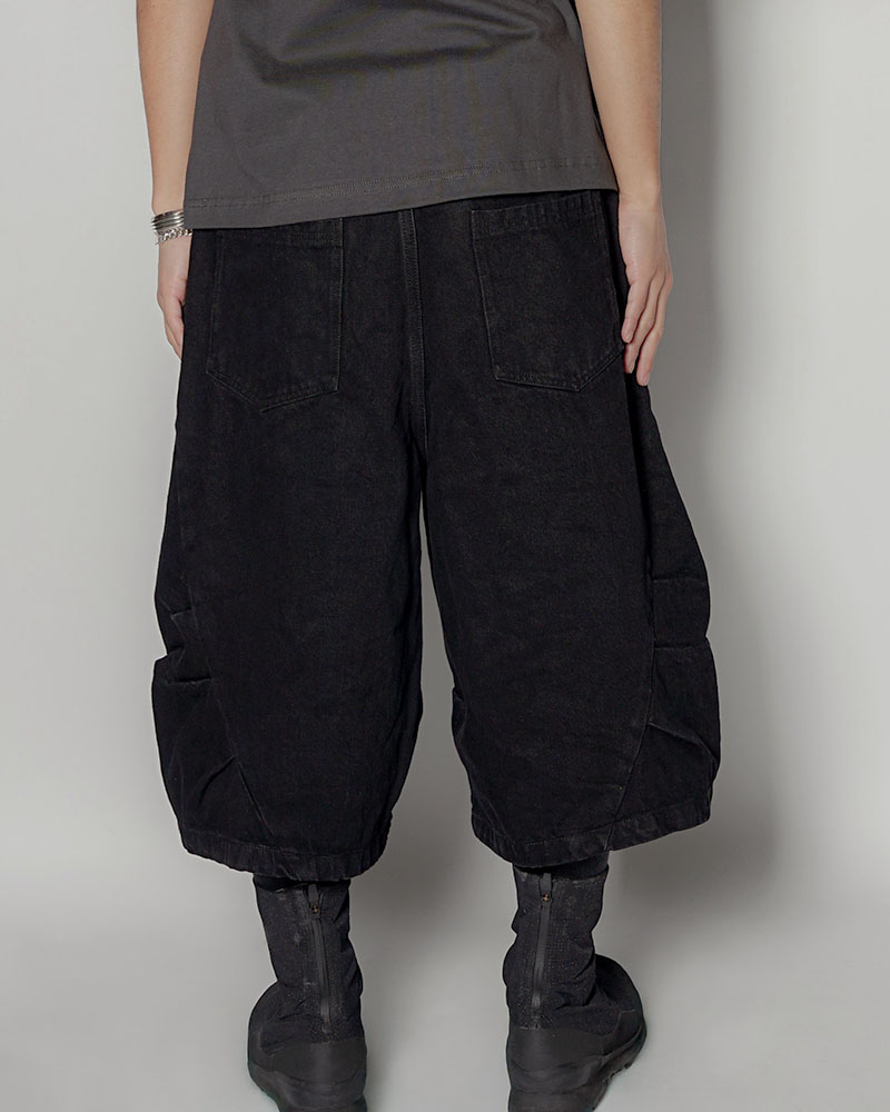 3D DENIM HALF PANTS -BLACK-