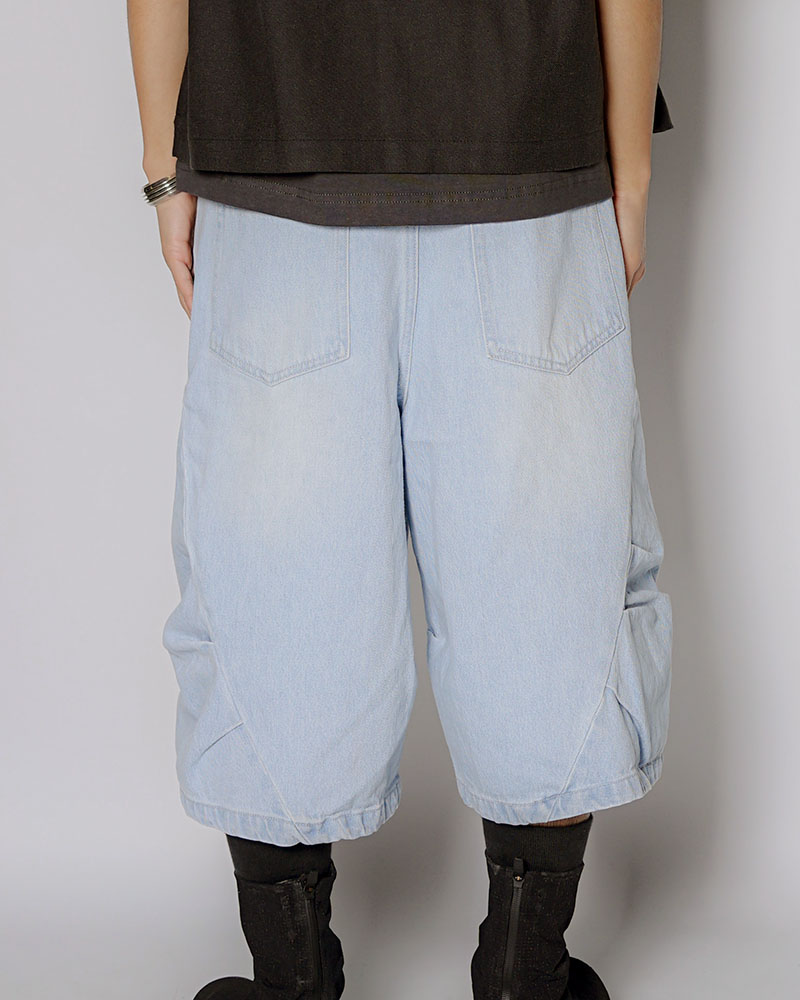 3D DENIM HALF PANTS -L.INDIGO-