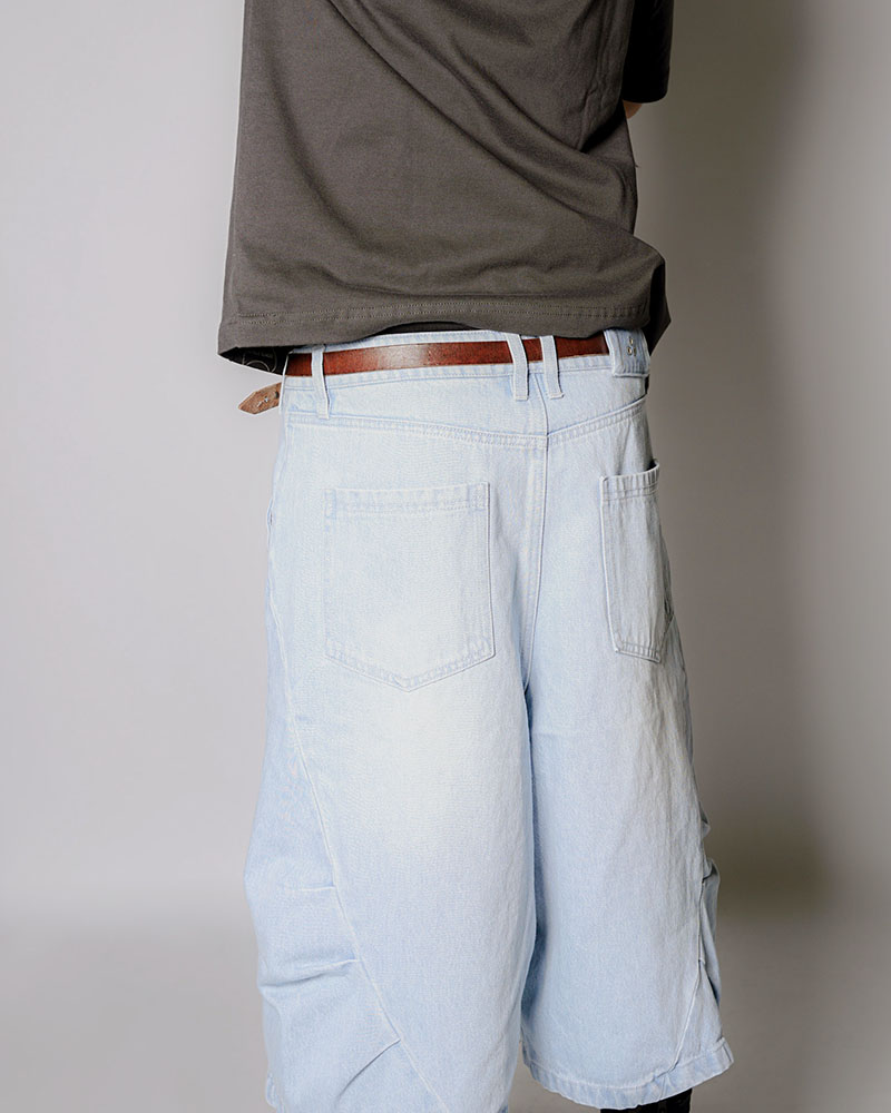 3D DENIM HALF PANTS -L.INDIGO-