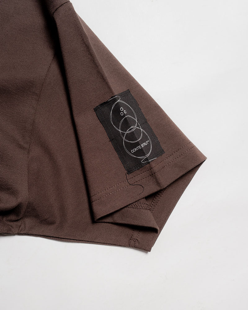 DRAWCORD HEM TEE -BROWN-