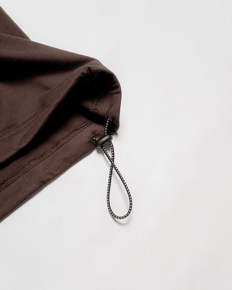 DRAWCORD HEM TEE -BROWN-