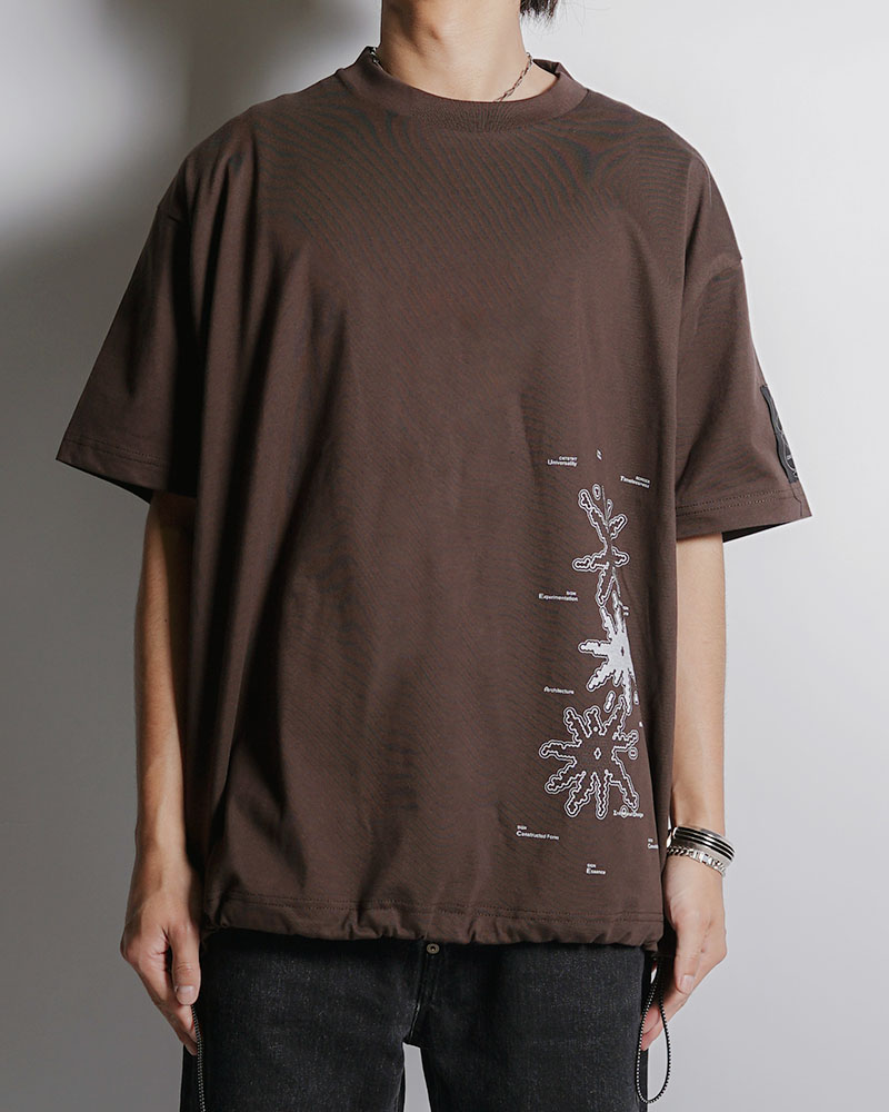 DRAWCORD HEM TEE -BROWN-