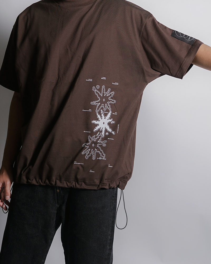 DRAWCORD HEM TEE -BROWN-