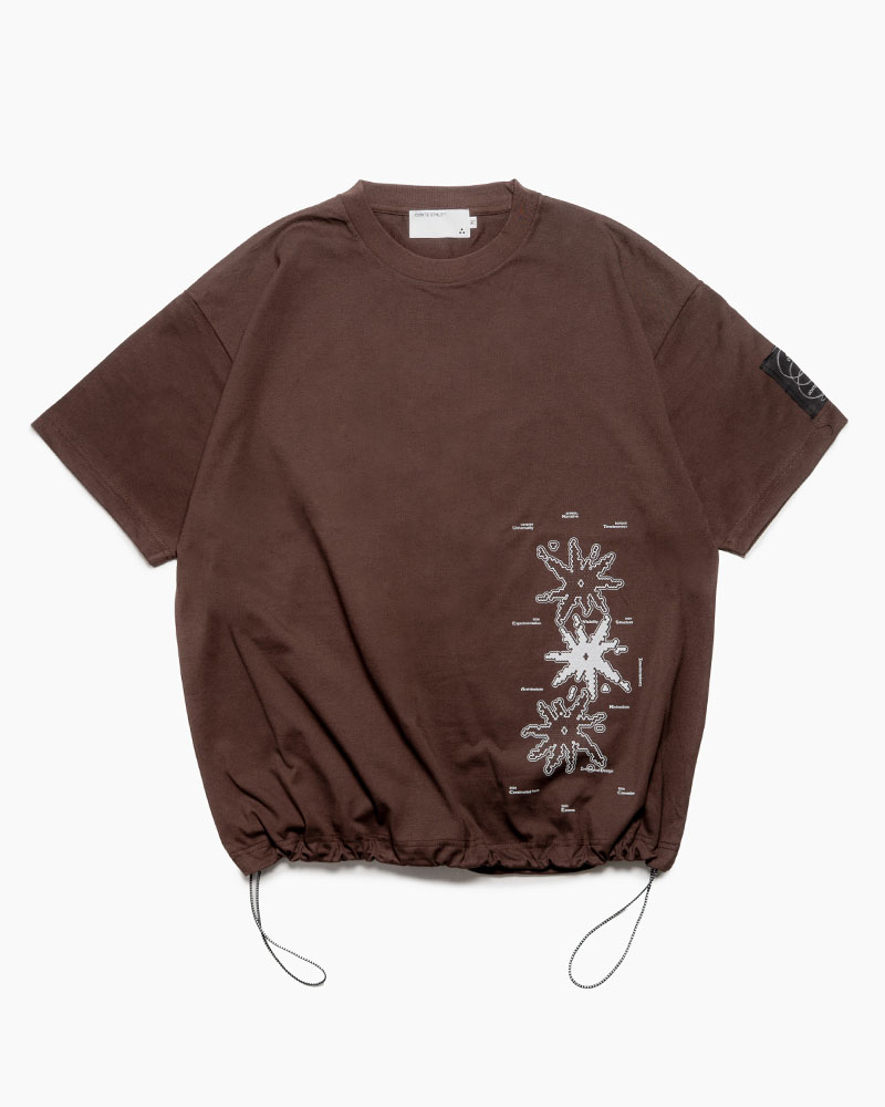 DRAWCORD HEM TEE -BROWN-
