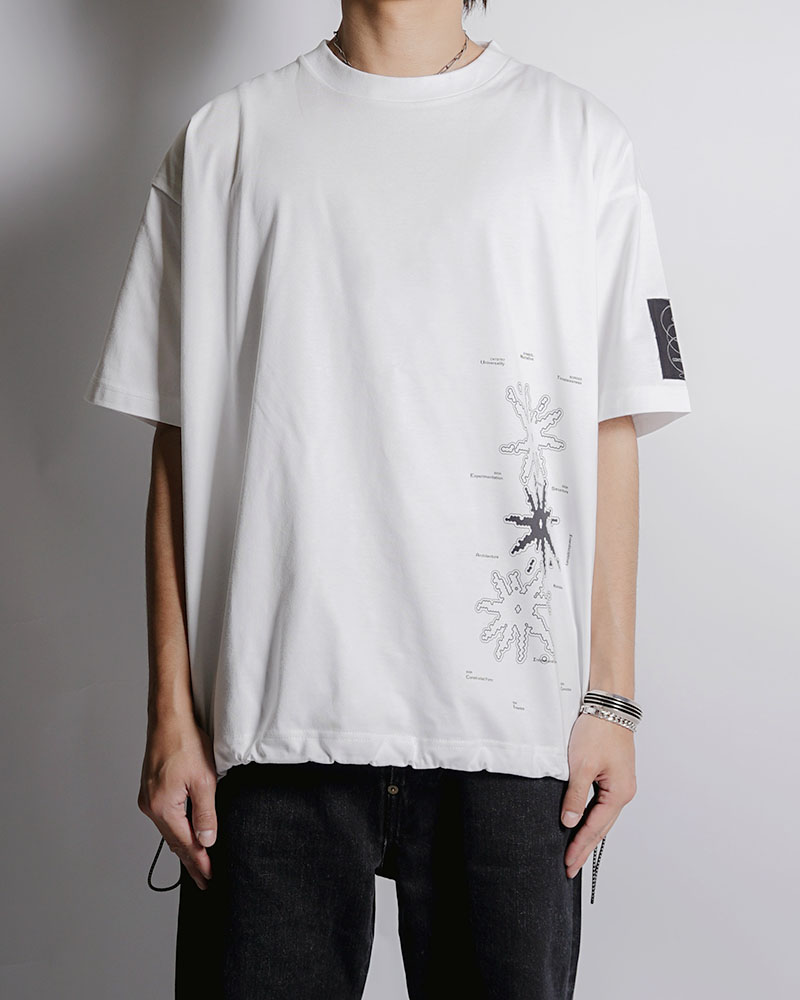 DRAWCORD HEM TEE -WHITE-