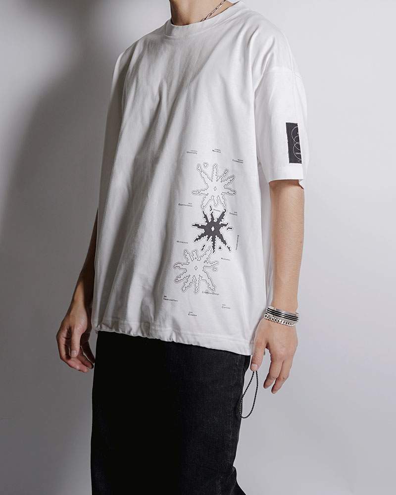 DRAWCORD HEM TEE -WHITE-