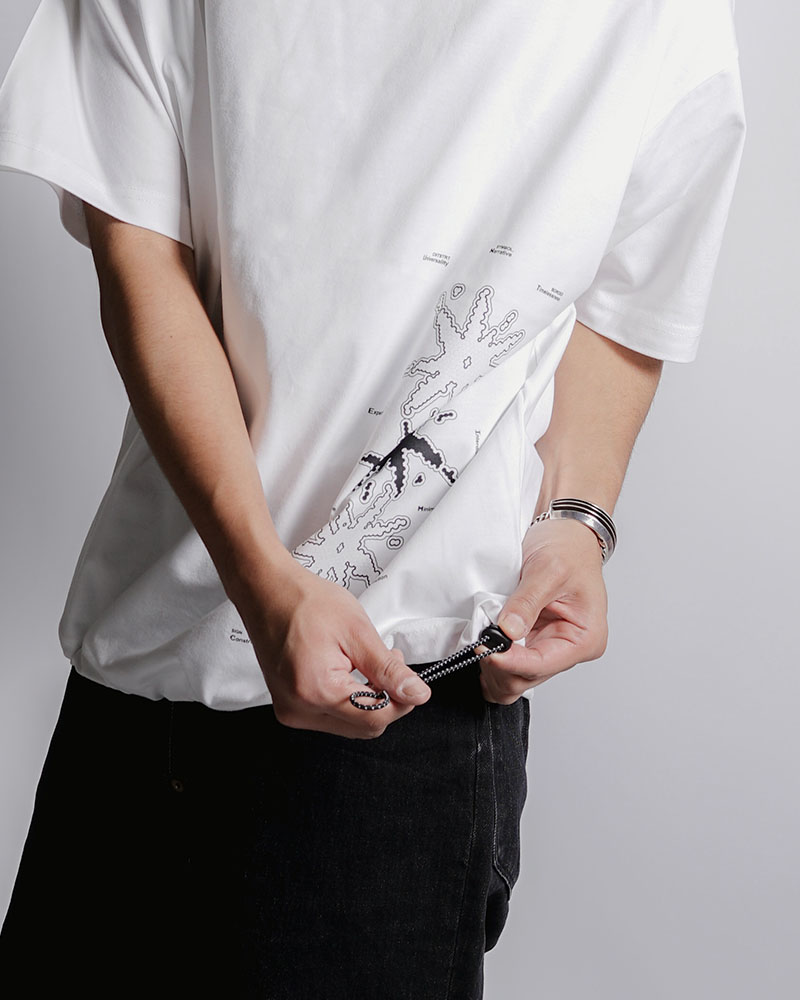 DRAWCORD HEM TEE -WHITE-
