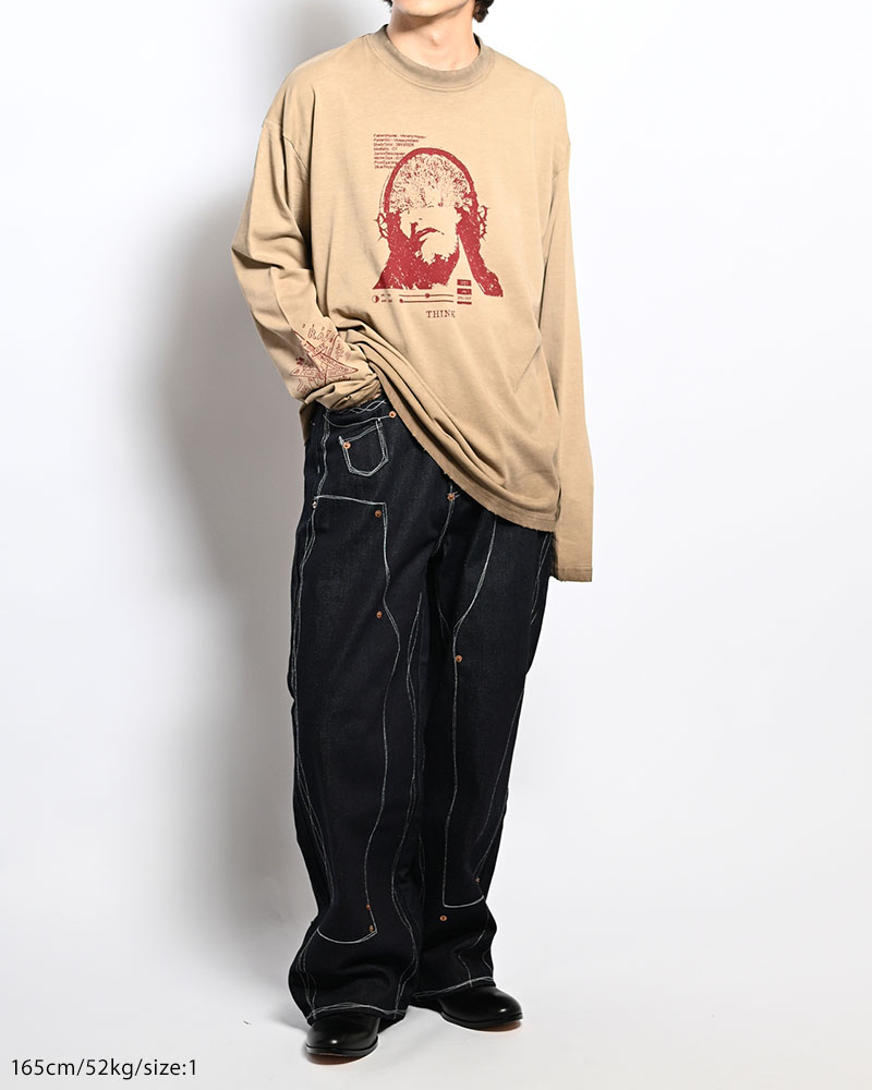 THOUGHT FADE L/S TEE -BEIGE-