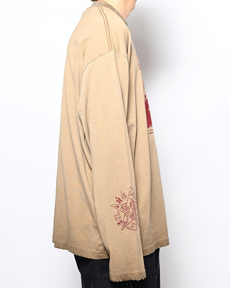 THOUGHT FADE L/S TEE -BEIGE-