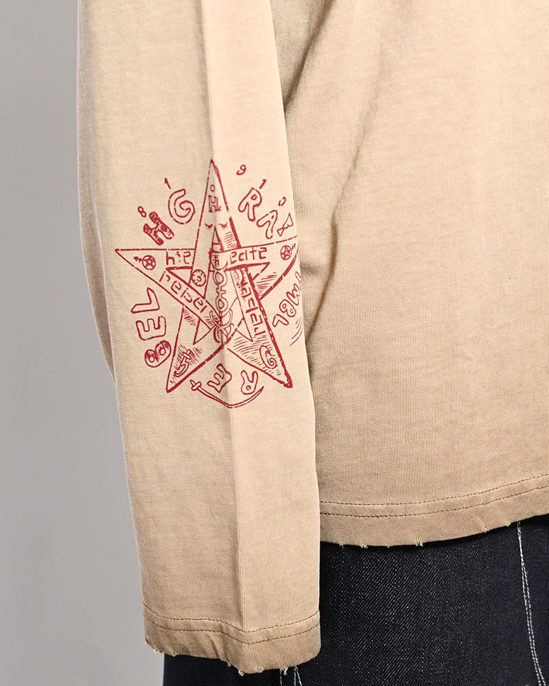 THOUGHT FADE L/S TEE -BEIGE-