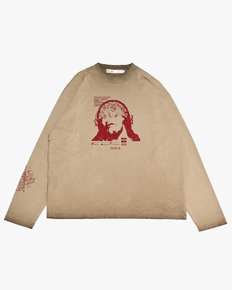 THOUGHT FADE L/S TEE -BEIGE-
