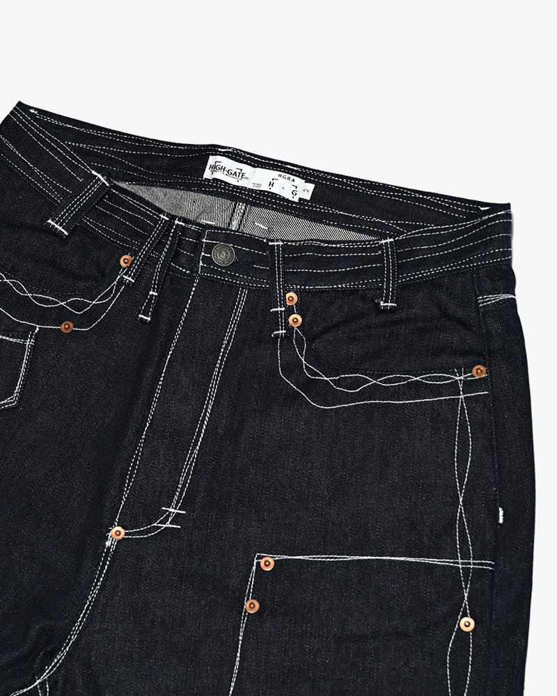 ROUGH STITCH DENIM PANTS -BLACK-