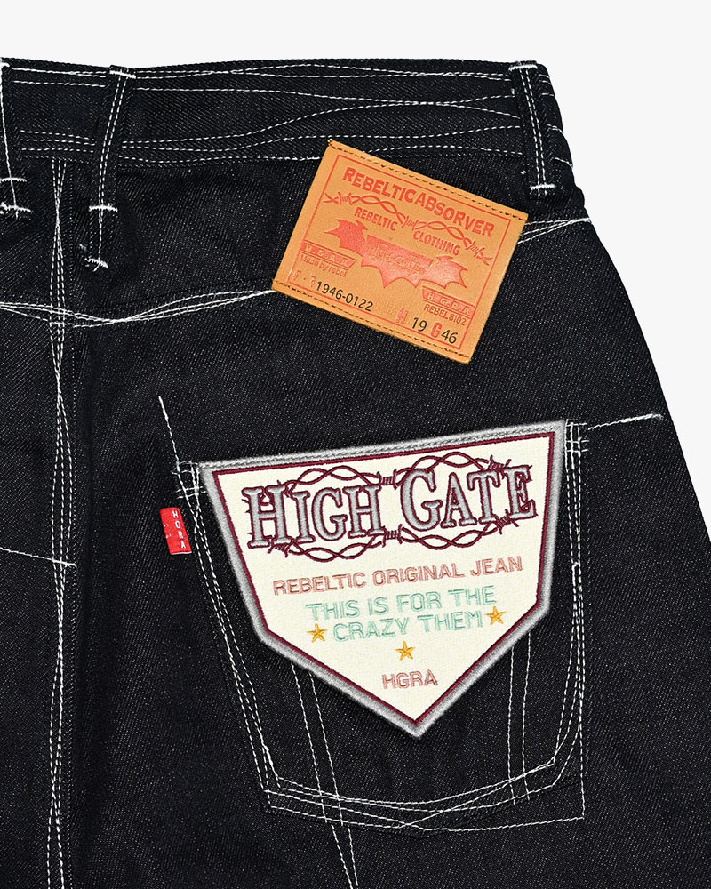 ROUGH STITCH DENIM PANTS -BLACK-