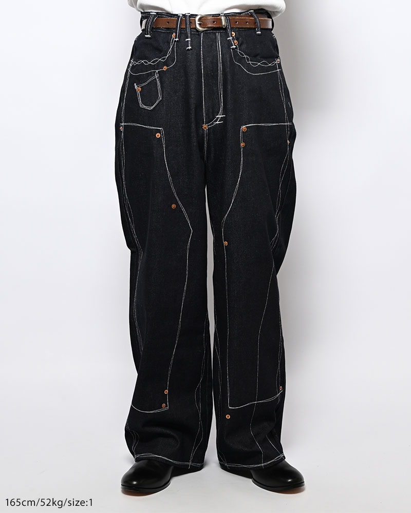 ROUGH STITCH DENIM PANTS -BLACK-