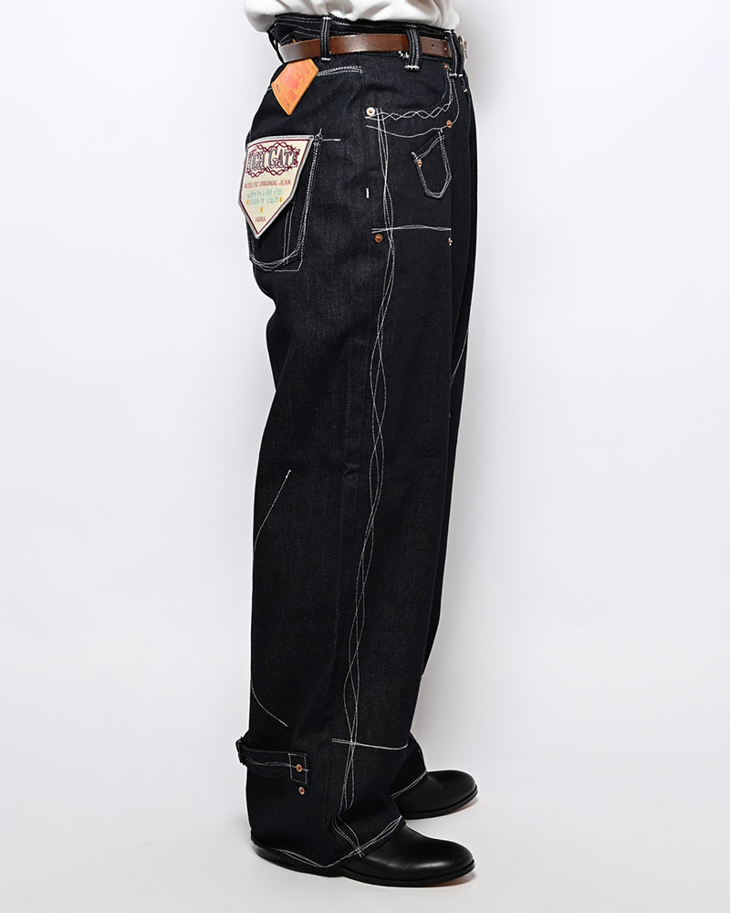 ROUGH STITCH DENIM PANTS -BLACK-
