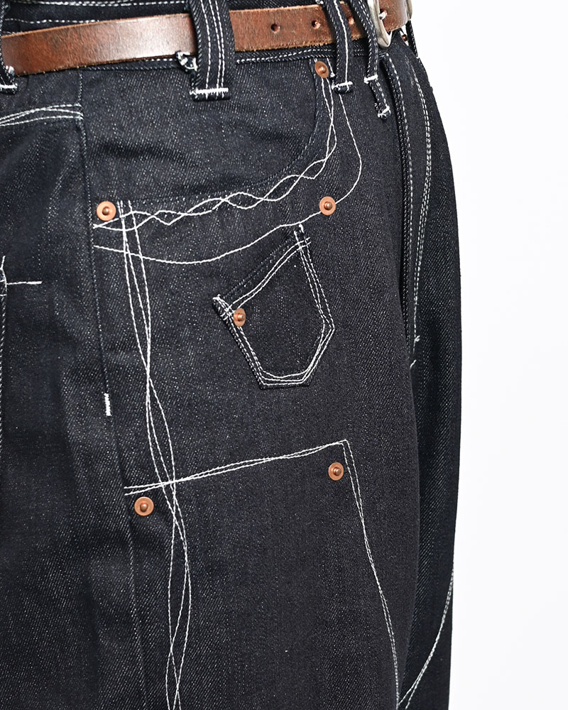 ROUGH STITCH DENIM PANTS -BLACK-